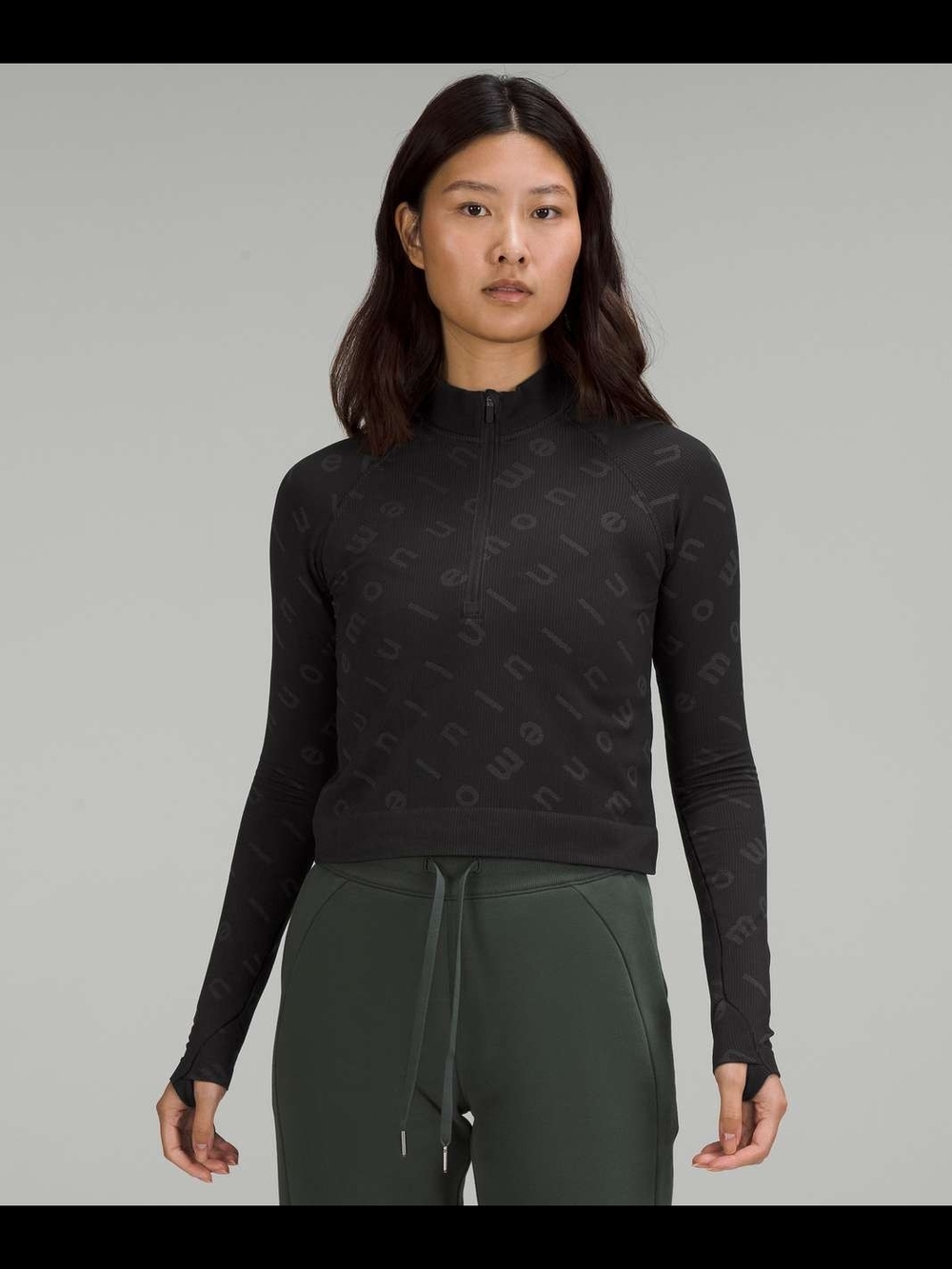 NWT Lululemon Rest Less Cropped Half Zip Wordmark sz 8